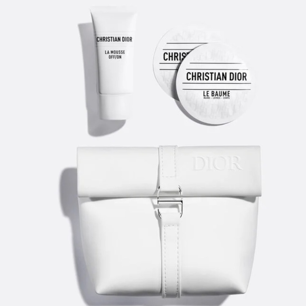 Dior White Skincare Cleanser & Balm Set with White Pouch